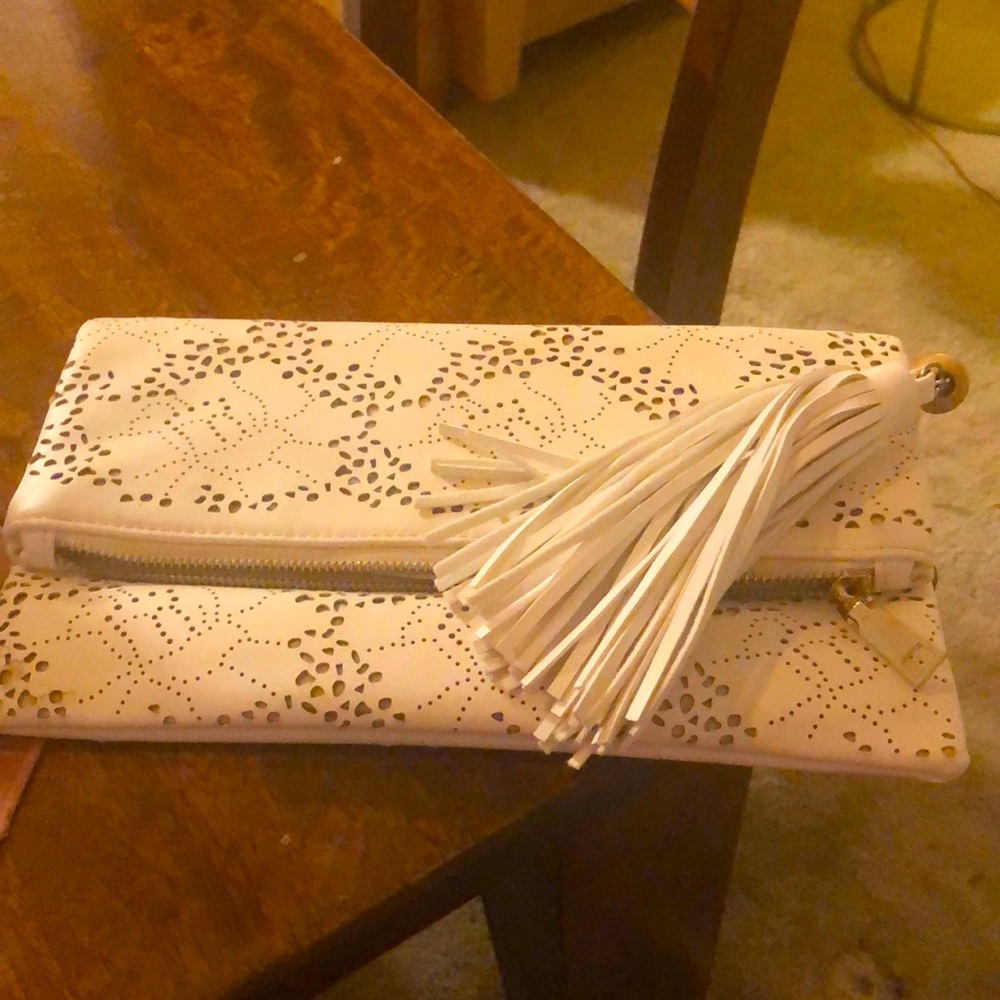 White laser cut clutch